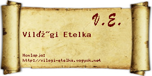 Világi Etelka névjegykártya